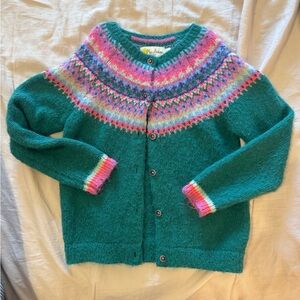 Mini Boden Fair Isle kids green cardigan